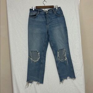 Free People. We the FreeBlue Ankle Jeans with Distressed Details. Size 30